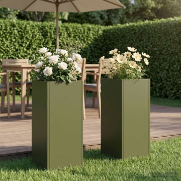Vaso da giardino 2 pz Verde Oliva 20 x 20 x 40 cm