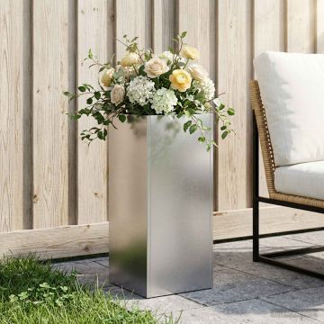 Vaso da giardino Argento 20 x 20 x 40 cm Acciaio Inox