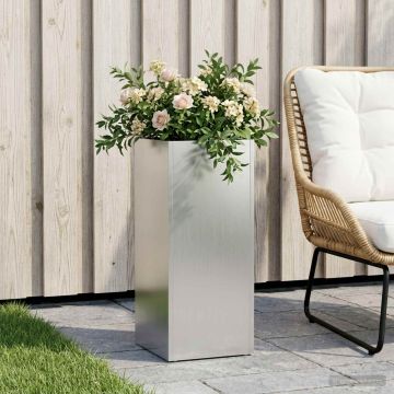 Vaso da giardino Argento 20 x 20 x 40 cm Acciaio zincato