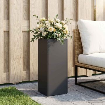 Vaso da giardino Nero 20 x 20 x 50 cm Acciaio laminato a freddo