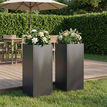 Vaso da giardino 2 pz Nero 20 x 20 x 50 cm