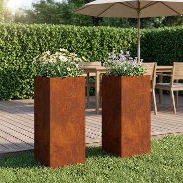 Vaso da giardino 2 pz Ruggine 20 x 20 x 50 cm Acciaio Corten