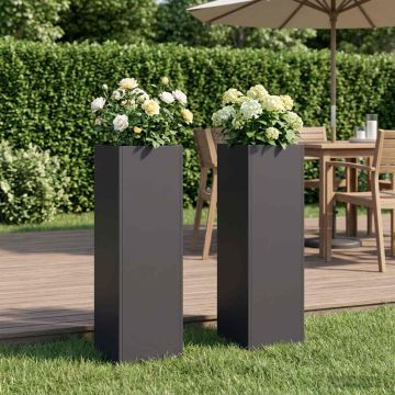 Vaso da giardino 2 pz Nero 20 x 20 x 75 cm