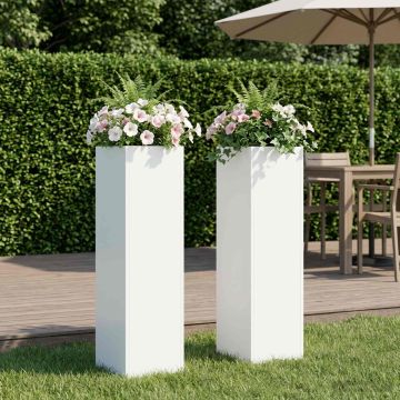Vaso da giardino 2 pz Bianco 20 x 20 x 75 cm