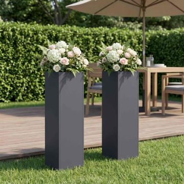 Vaso da giardino 2 pz Antracite 20 x 20 x 75 cm