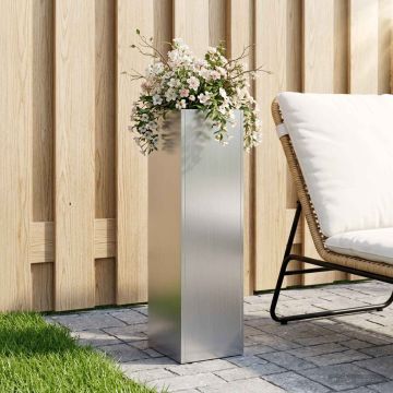 Vaso da giardino Argento 20 x 20 x 75 cm Acciaio zincato