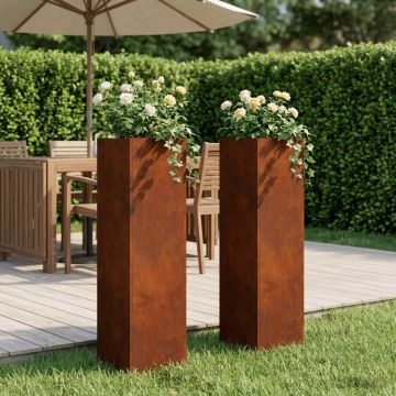Vaso da giardino 2 pz Ruggine 20 x 20 x 75 cm Acciaio Corten