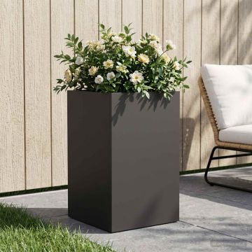 Vaso da giardino Nero 40 x 40 x 50 cm Acciaio laminato a freddo