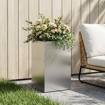 Vaso da giardino Argento 40 x 40 x 50 cm Acciaio Inox