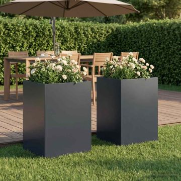 Vaso da giardino 2 pz Antracite 40 x 40 x 75 cm