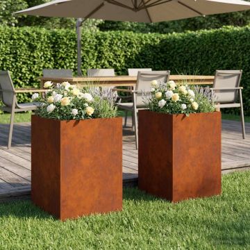 Vaso da giardino 2 pz Ruggine 40 x 40 x 75 cm Acciaio Corten