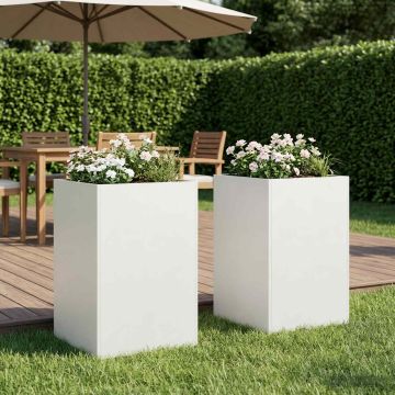 Vaso da giardino 2 pz Bianco 50 x 50 x 75 cm