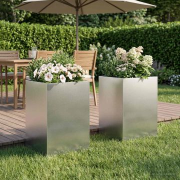 Vaso da giardino 2 pz Argento 50 x 50 x 75 cm Acciaio Inox