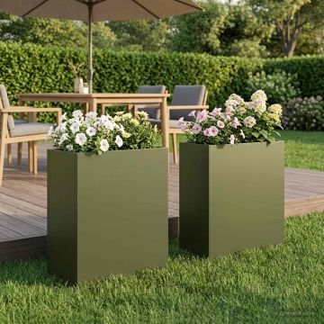 Vaso da giardino 2 pz Verde Oliva 40 x 20 x 40 cm