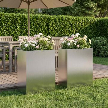Vaso da giardino 2 pz Argento 40 x 20 x 40 cm Acciaio zincato