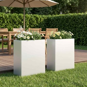 Vaso da giardino 2 pz Bianco 40 x 20 x 50 cm