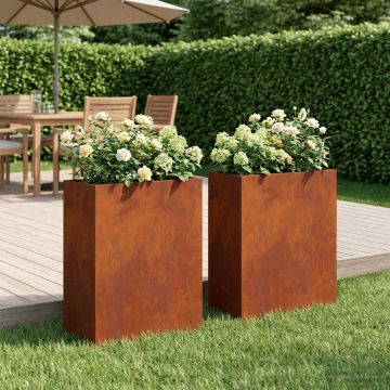 Vaso da giardino 2 pz Ruggine 40 x 20 x 50 cm Acciaio Corten