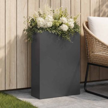 Vaso da giardino Nero 40 x 20 x 75 cm Acciaio laminato a freddo