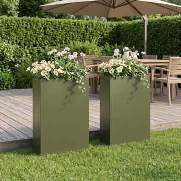 Vaso da giardino 2 pz Verde Oliva 40 x 20 x 75 cm