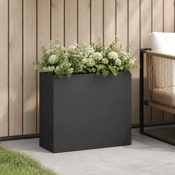 Vaso da giardino Nero 50 x 20 x 40 cm Acciaio laminato a freddo