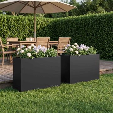 Vaso da giardino 2 pz Nero 50 x 20 x 40 cm
