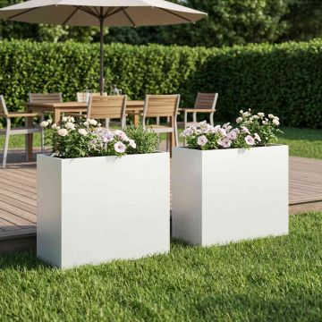 Vaso da giardino 2 pz Bianco 50 x 20 x 40 cm