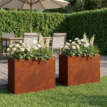 Vaso da giardino 2 pz Ruggine 50 x 20 x 40 cm Acciaio Corten