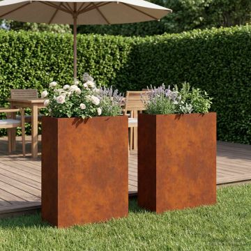 Vaso da giardino 2 pz Ruggine 50 x 20 x 75 cm Acciaio Corten
