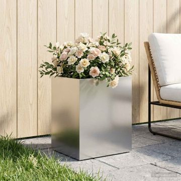 Vaso da giardino Argento 40 x 30 x 40 cm Acciaio Inox
