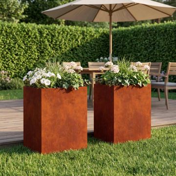 Vaso da giardino 2 pz Ruggine 40 x 30 x 40 cm Acciaio Corten