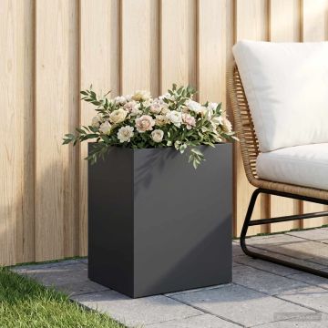 Vaso da giardino Nero 40 x 30 x 50 cm Acciaio laminato a freddo