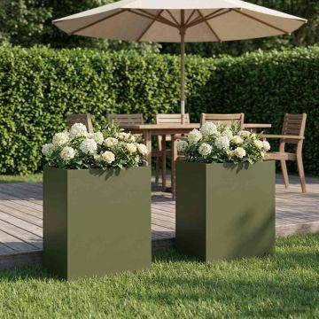 Vaso da giardino 2 pz Verde Oliva 40 x 30 x 50 cm