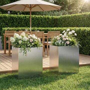 Vaso da giardino 2 pz Argento 40 x 30 x 50 cm Acciaio zincato