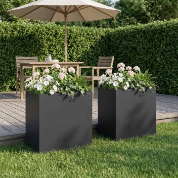 Vaso da giardino 2 pz Nero 50 x 30 x 40 cm