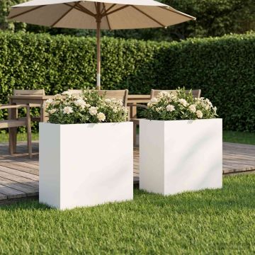 Vaso da giardino 2 pz Bianco 50 x 30 x 50 cm