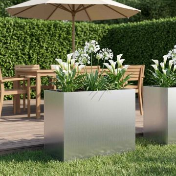 Vaso da giardino Argento 60 x 30 x 40 cm Acciaio zincato