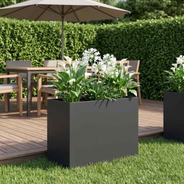 Vaso da giardino Nero 60 x 30 x 50 cm Acciaio laminato a freddo