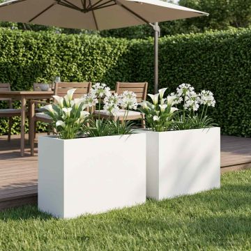 Vaso da giardino 2 pz Bianco 60 x 30 x 50 cm