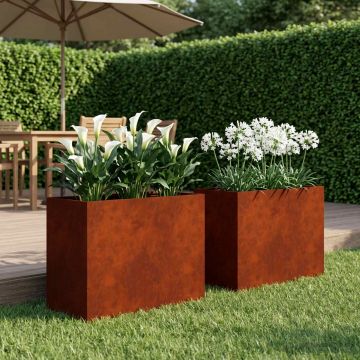 Vaso da giardino 2 pz Ruggine 60 x 30 x 50 cm Acciaio Corten