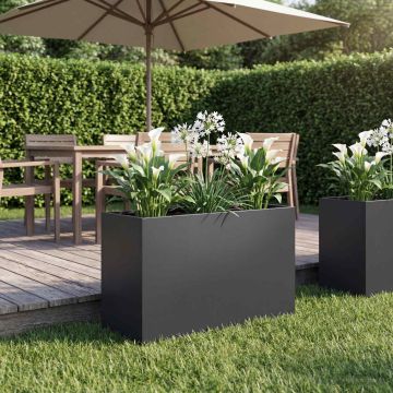 Vaso da giardino Nero 80 x 30 x 50 cm Acciaio laminato a freddo