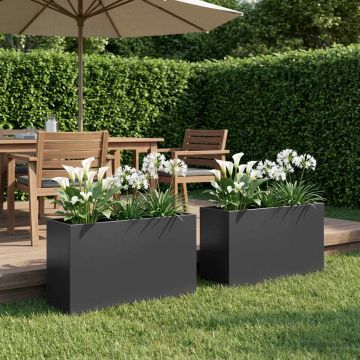 Vaso da giardino 2 pz Nero 80 x 30 x 50 cm