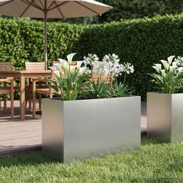 Vaso da giardino Argento 80 x 30 x 50 cm Acciaio Inox
