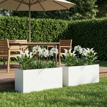 Vaso da giardino 2 pz Bianco 100 x 30 x 40 cm