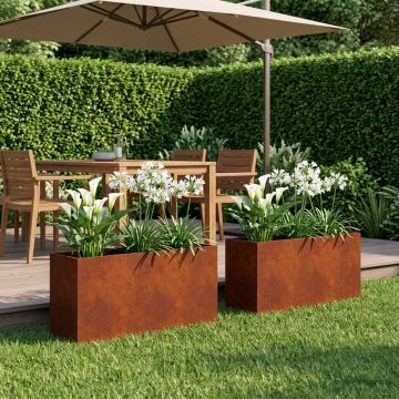 Vaso da giardino 2 pz Ruggine 100 x 30 x 40 cm Acciaio Corten