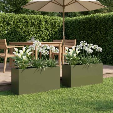 Vaso da giardino 2 pz Verde Oliva 100 x 30 x 50 cm