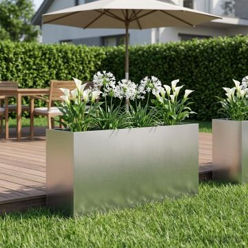 Vaso da giardino Argento 100 x 30 x 50 cm Acciaio Inox