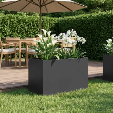 Vaso da giardino Nero 50 x 40 x 40 cm Acciaio laminato a freddo