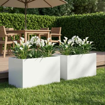 Vaso da giardino 2 pz Bianco 50 x 40 x 40 cm