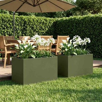 Vaso da giardino 2 pz Verde Oliva 50 x 40 x 40 cm