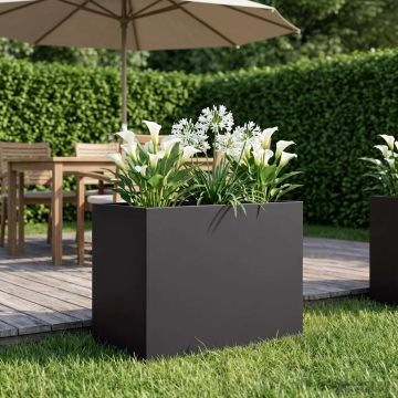 Vaso da giardino Nero 50 x 40 x 50 cm Acciaio laminato a freddo